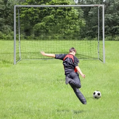 Fotbollsmål Träningsmål Grå av Stål 300 x 120 x 200 cm