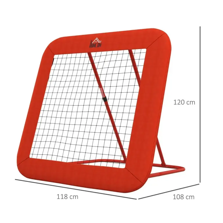 Rebounder Fotbollsnät Röd av Metall och Nät för Bollsport Football