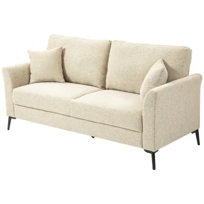 Soffa Loveseat Beige av Tyg med Linnelook 179 x 80 x 89 cm