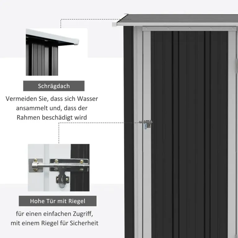Redskapsbod i Stål Rymligt Järn Dörr Mörkgrå