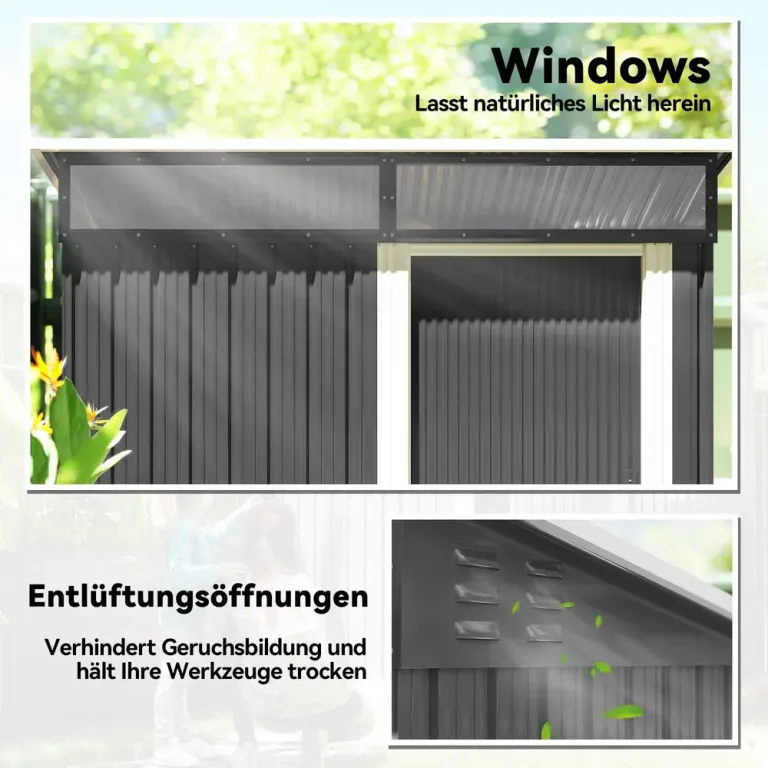 Redskapsbod med Fönster Ventilationshål och Skjutdörr