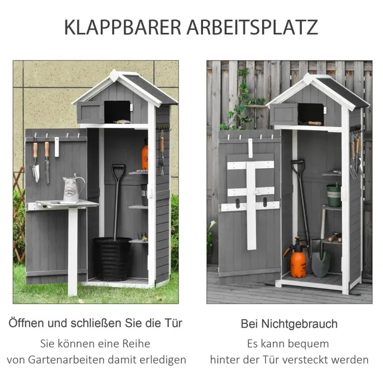 Redskapsbod med Hopfällbart Bord Smalt