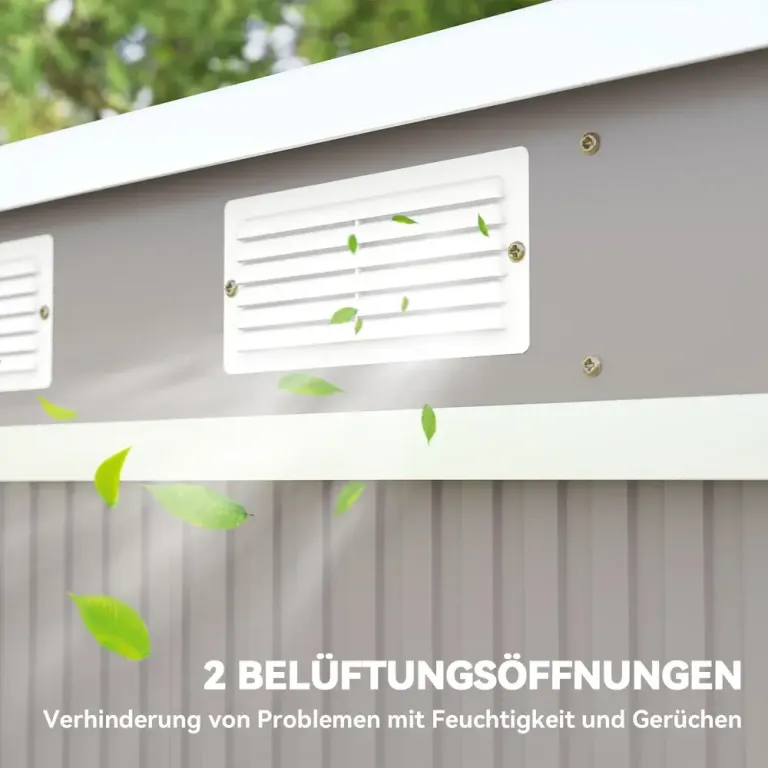 Redskapsbod med Ventilationsfönster Ljusgrå Förzinkat Stål