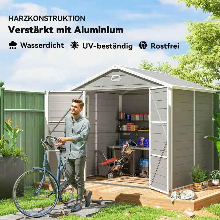 Redskapsbod och Trädgårdshus med Sadeltak och Stor 228 cm Metall