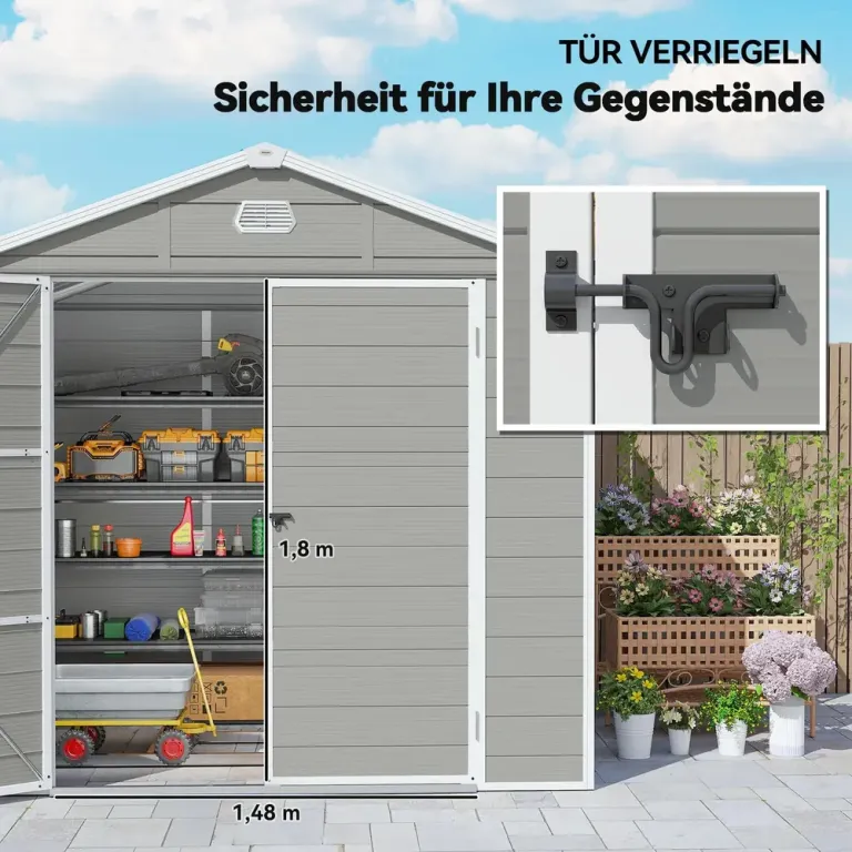 Redskapsbod och Trädgårdshus med Sadeltak och Stor 228 cm Metall