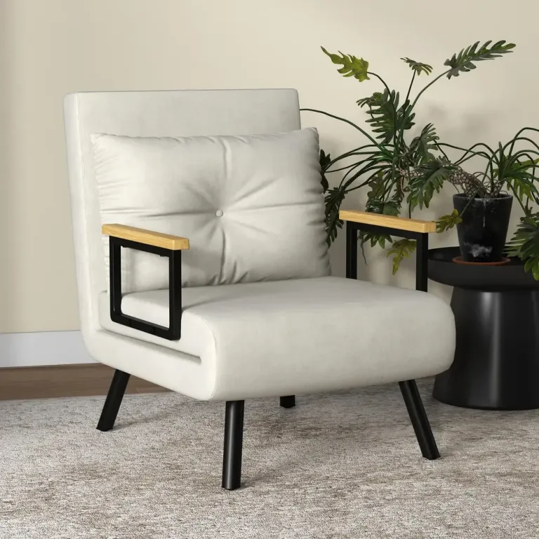 Relaxfåtölj i Skandidesign Inkl Kudde med Knappdekor Bädd Justerbar