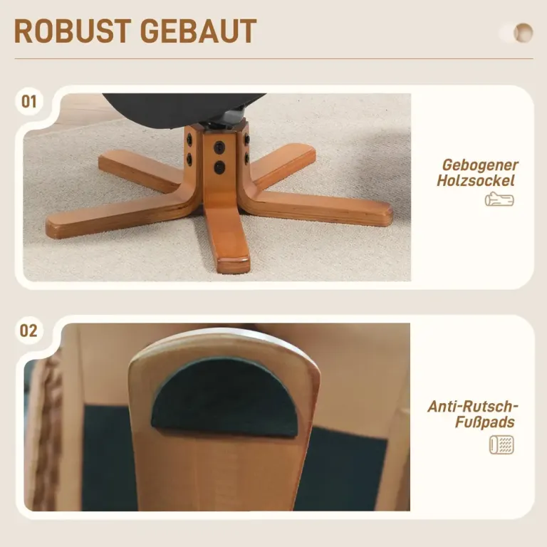 Relaxfåtölj med Fotpall och Liggfunktion Svart Konstläder