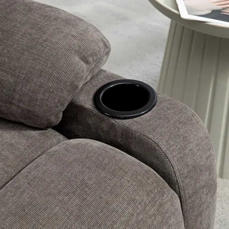 Relaxstol Fåtölj Ljusbrun av Tyg och Stål Fotstöd Lutning Vrid