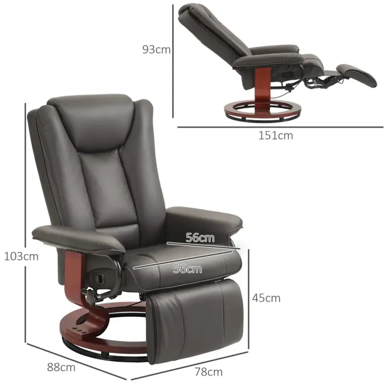 Relaxfåtölj med Liggfunktion Brun av Konstläder Realx Rotation