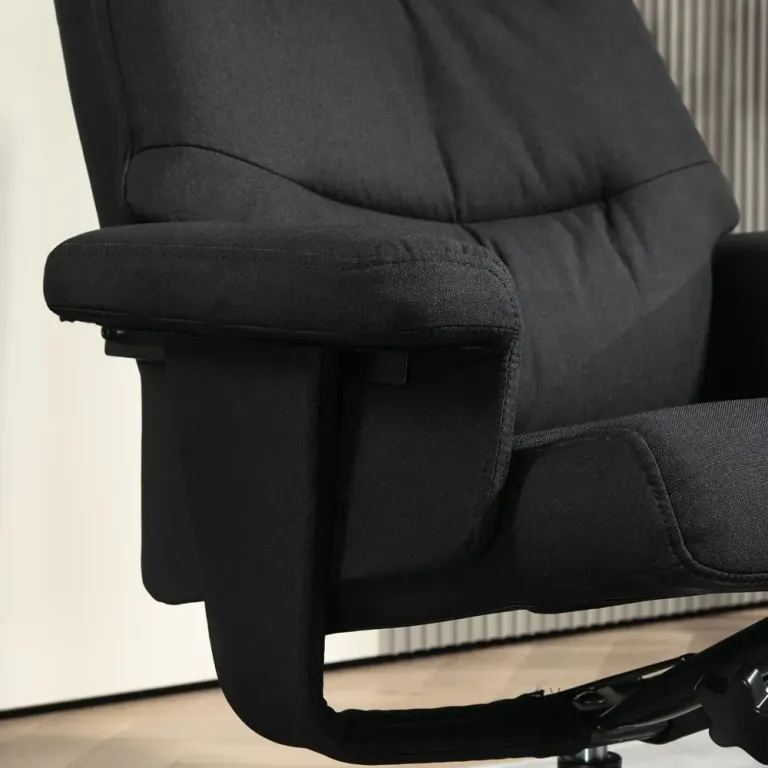 Relaxfåtölj Svart av Sammetslook och Metall Vridbar Pall
