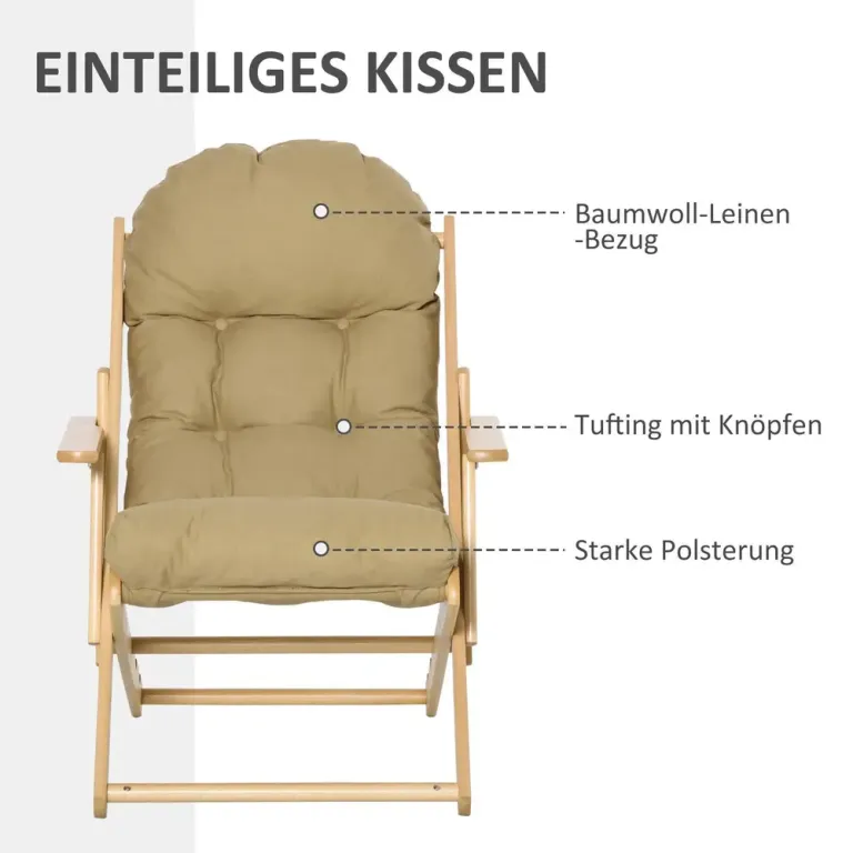 Relaxstol Vilstol Brun av Bokträ Fåtölj Justerbar Ryggstöd Träram