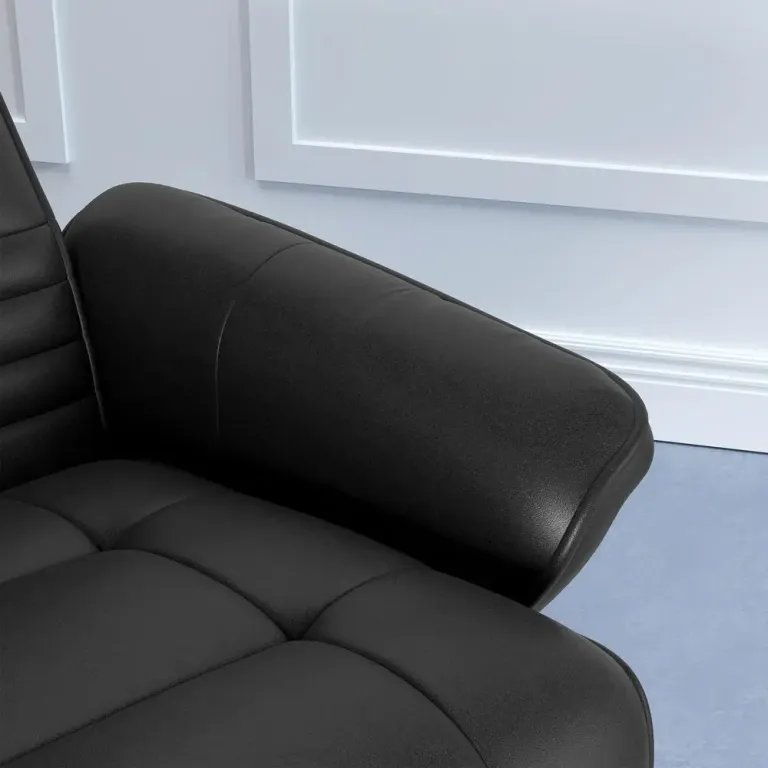 Relaxfåtölj Svart av Mikrofiber och Metall Roterande Fotpall