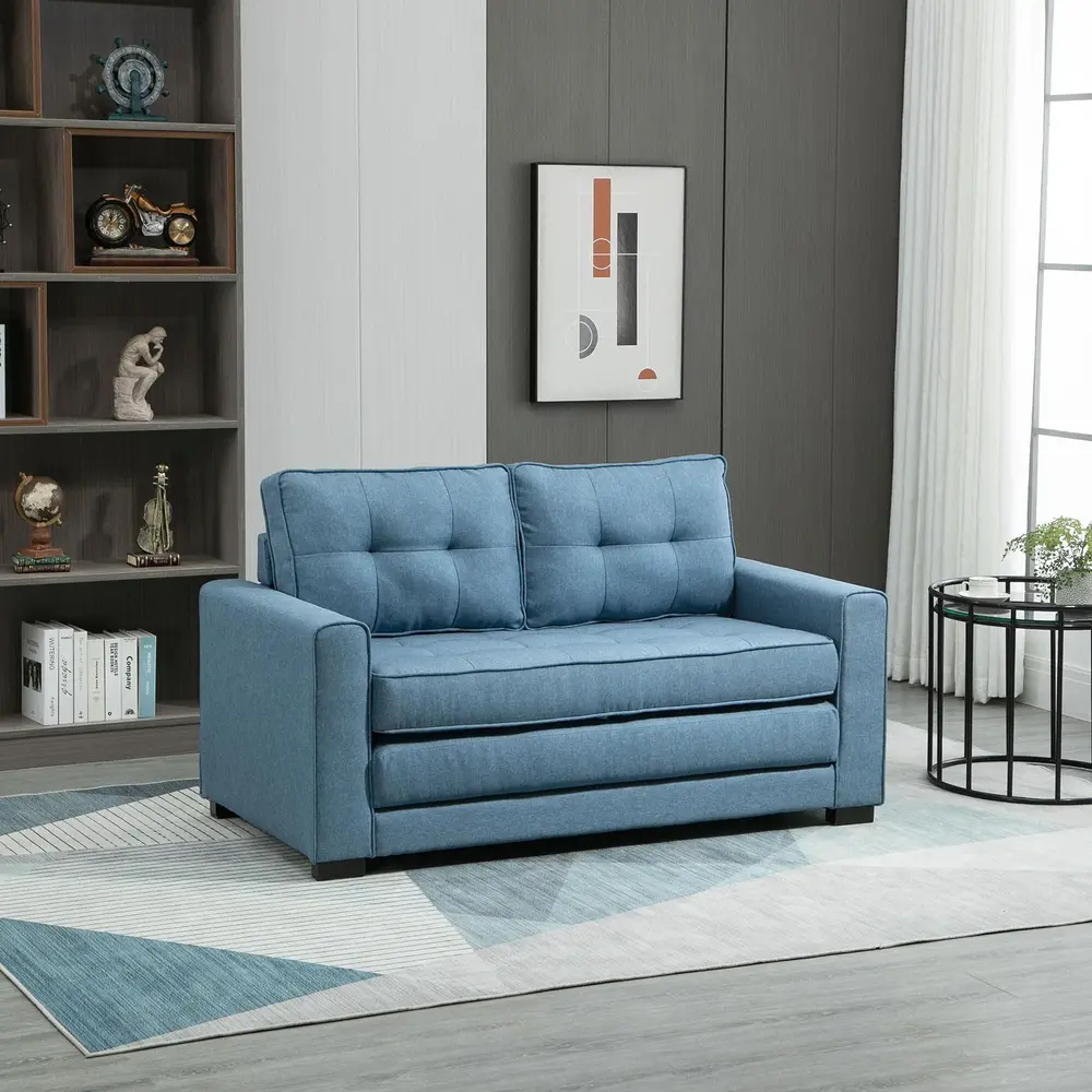 Bäddsoffa 2-Sits i Linnetyg Kompakt 147,5 x 75 x 85 Cm