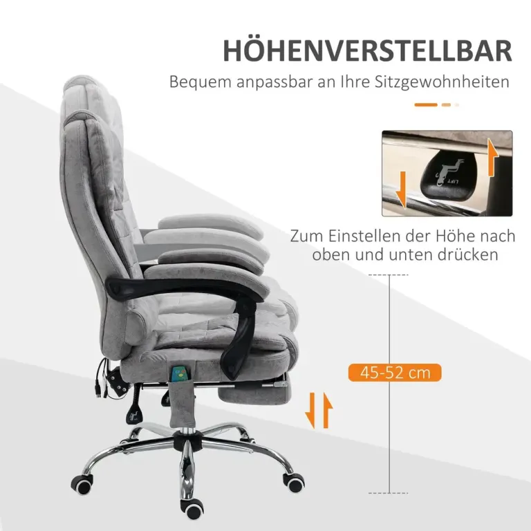 Kontorsstol med Massagefunktion Ergonomisk Skrivbordsstol Fotstöd