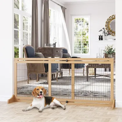 Hundgrind Natur Svart Trä för Trappa och Dörr Hög 180 cm