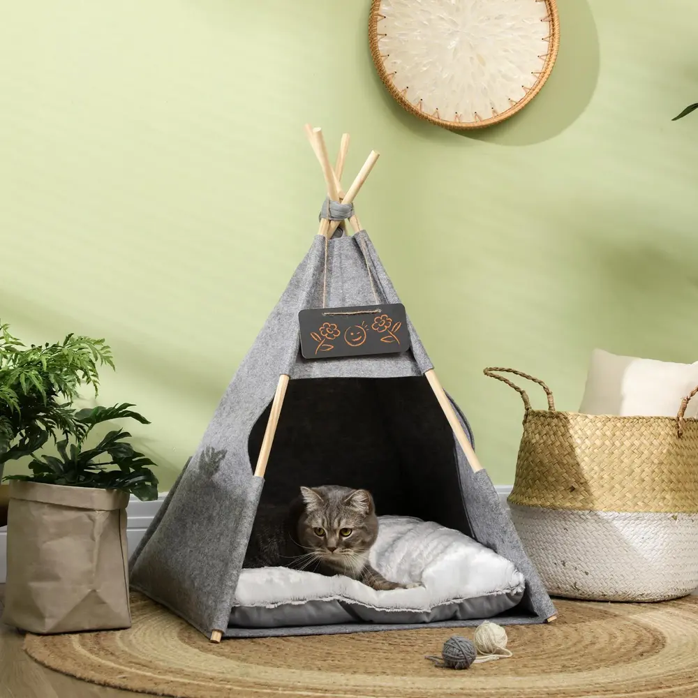 Tipi-Tält för Hund och Katt Mysigt Djurhus 58 x 58 x 80 Cm