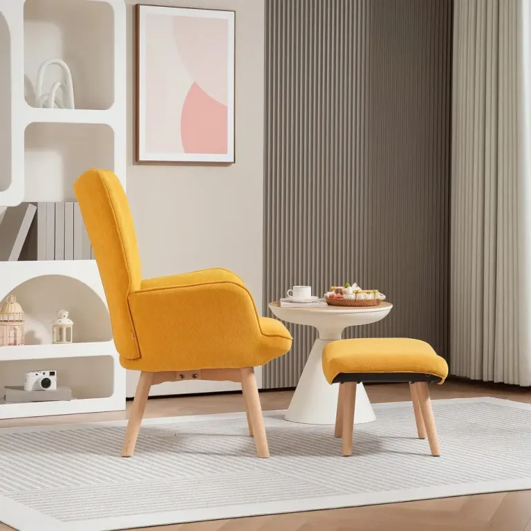 Fåtölj Öronlappsfåtölj med Pall Orange av Manchesterlook Fotpall