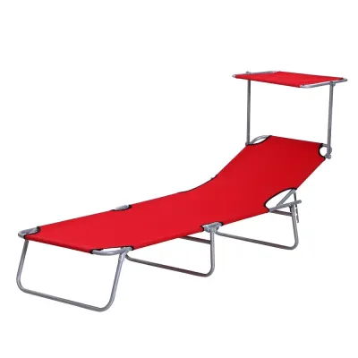 Hopfällbar Solsäng med Soltak Strandstol 187 x 58 x 36 cm