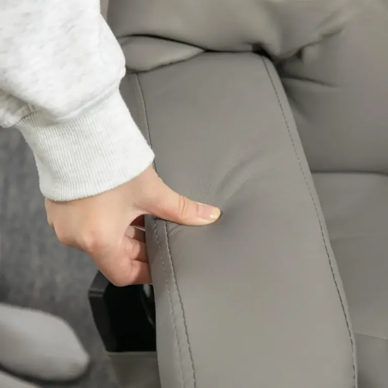 Relaxfåtölj Massagestol med Fotpall Grå av Konstläder Roterbar