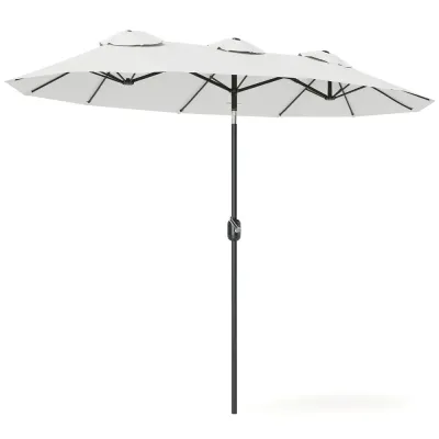 Parasoll med Vevmekanism och Vinklingsbar Topp 295 x 152 cm