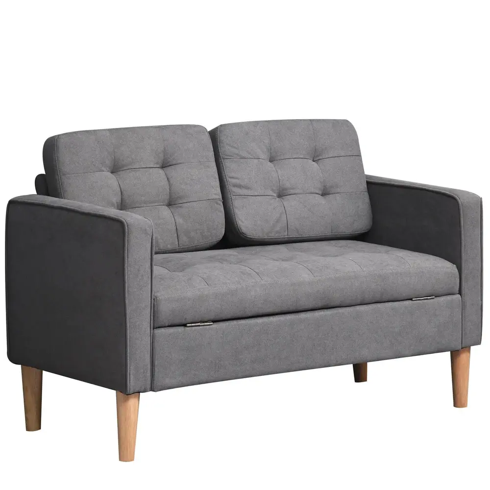 2-Sitsig Soffa i Linnetyg Kompakt 117 x 62 x 78 Cm