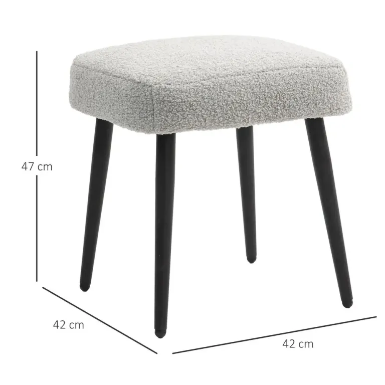 Fotpall Fotstöd Ljusgrå av Kashmirlook och Stål Fyrkantig Sittpall