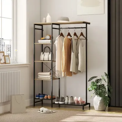 Klädhängare med Klädstång och Skohylla Anti-Tipp i Eklook