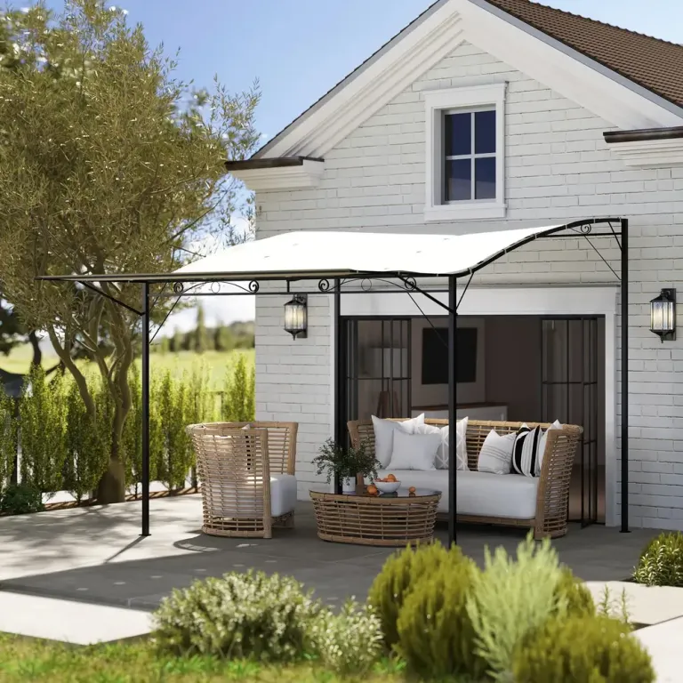 Pergola Trädgårdslusthus Väggmonterat Krämvit 3 x 2,5 m