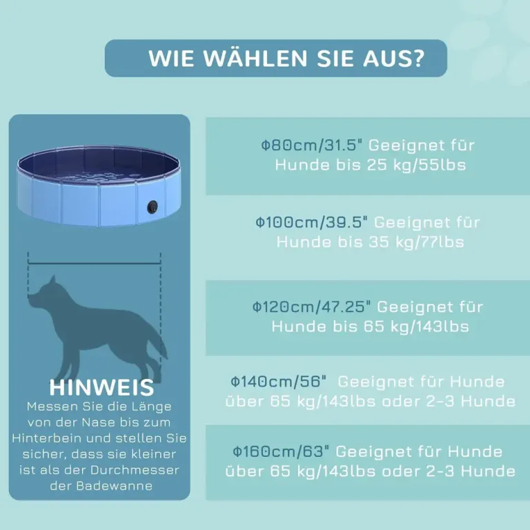 Hundpool Hopfällbar Plaskdamm för Hund 80 x 20 cm