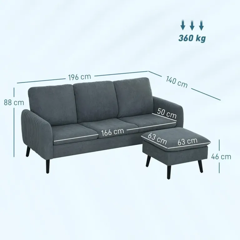 Soffa Hörnsoffa med Sovfunktion Grå 196 x 140 x 88 cm