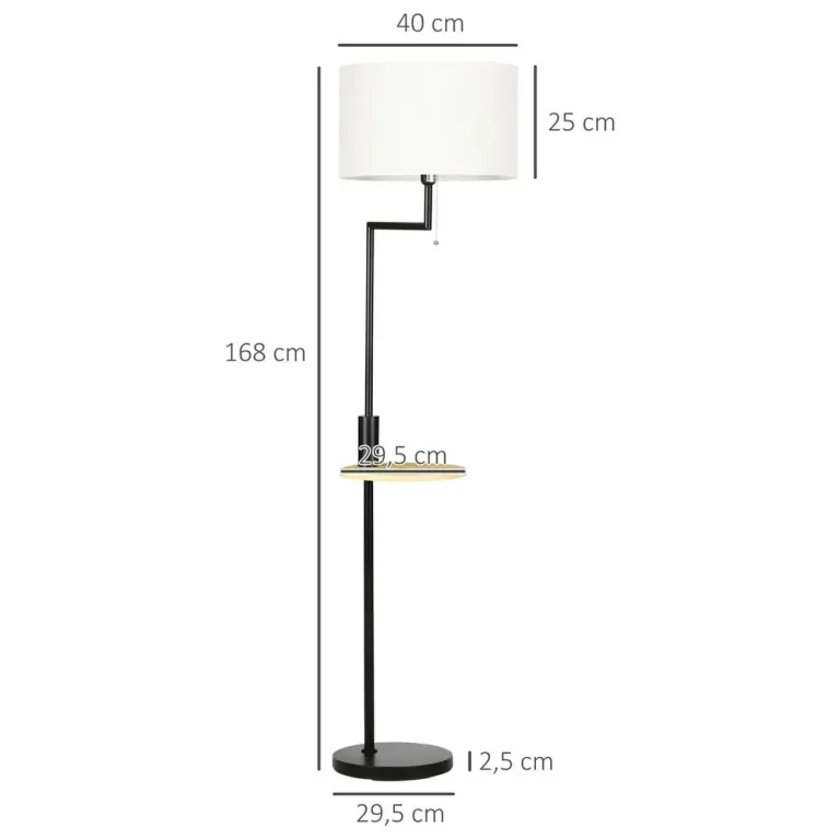 Golvlampa i Bambu med Hylla Natur/Svart 40 x 40 x 170 cm