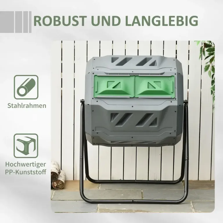 Roterande Komposttunna 160 l Effektiv Trädgårdskompost Snabb Grön