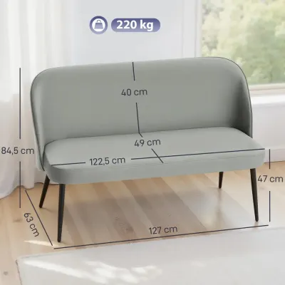 2-Sits Soffa Grå Sammet och Metall Polstrerad 117 cm