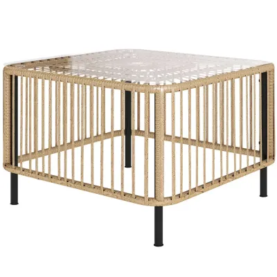 Sidobord Balkongbord med Glasskiva Natur 65 x 65 cm