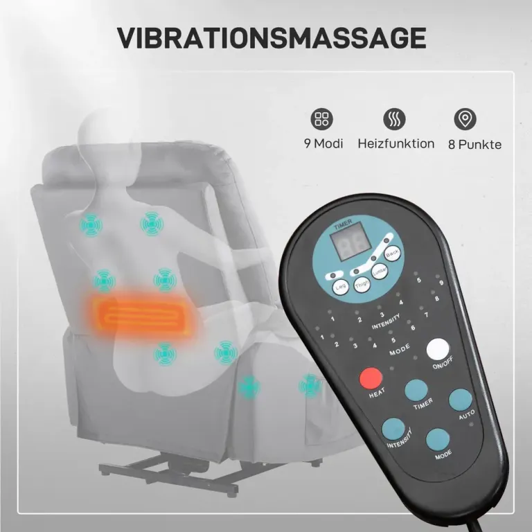 TV-Fåtölj med Värme- och Massagefunktion Fjärrkontroll Ståhjälp