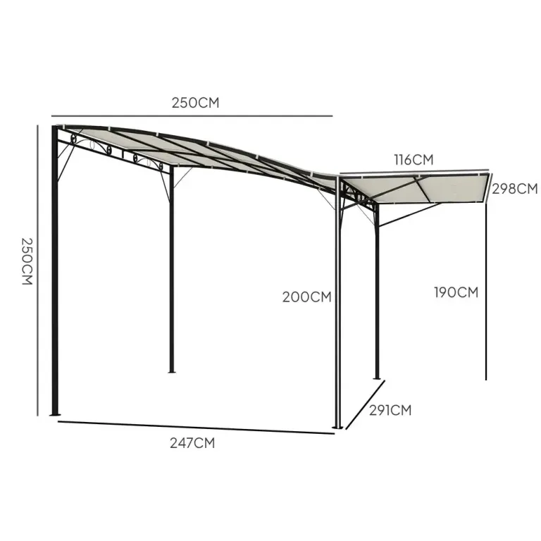 Pergola Trädgårdslusthus Väggmonterat Krämvit 3 x 2,5 m