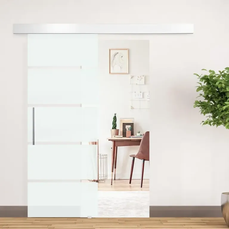 Rumsdörr Skjutdörr Glas Satinfinish med Ränder