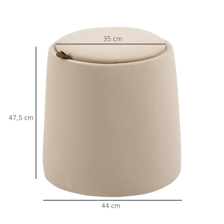 Rund Sittpuff med Förvaring Klädd Ottoman i Pall Sidobord Sammet