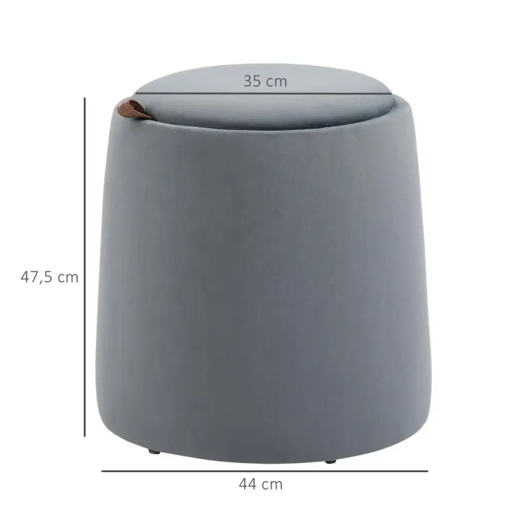 Rund Sittpuff med Förvaring Klädd Ottoman i Pall Sidobord Sammet