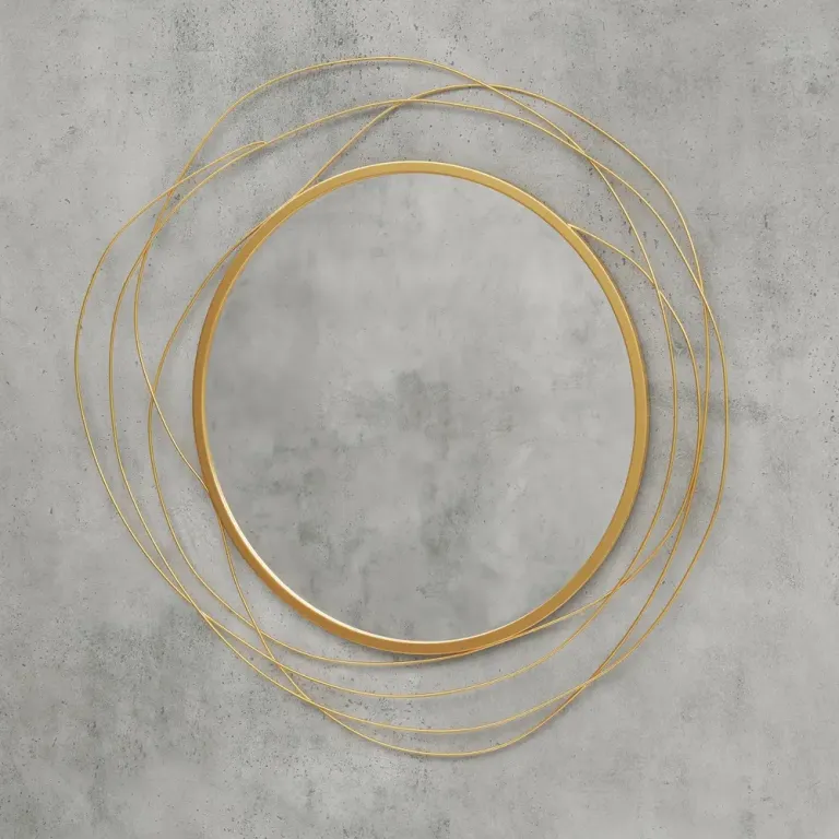 Rund Väggspegel med Metallram Guld Ø65 cm Dekoration