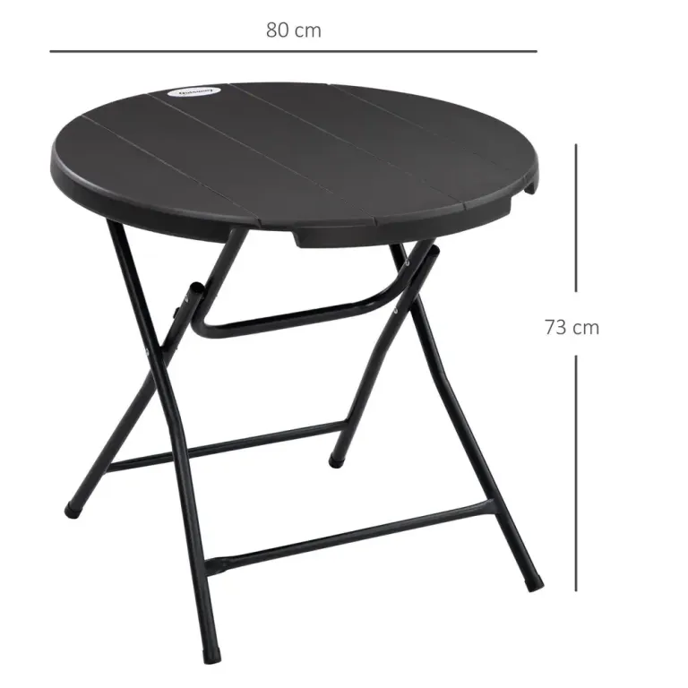 Runt Hopfällbart Trädgårdsbord Praktiskt Matbord i 80 cm