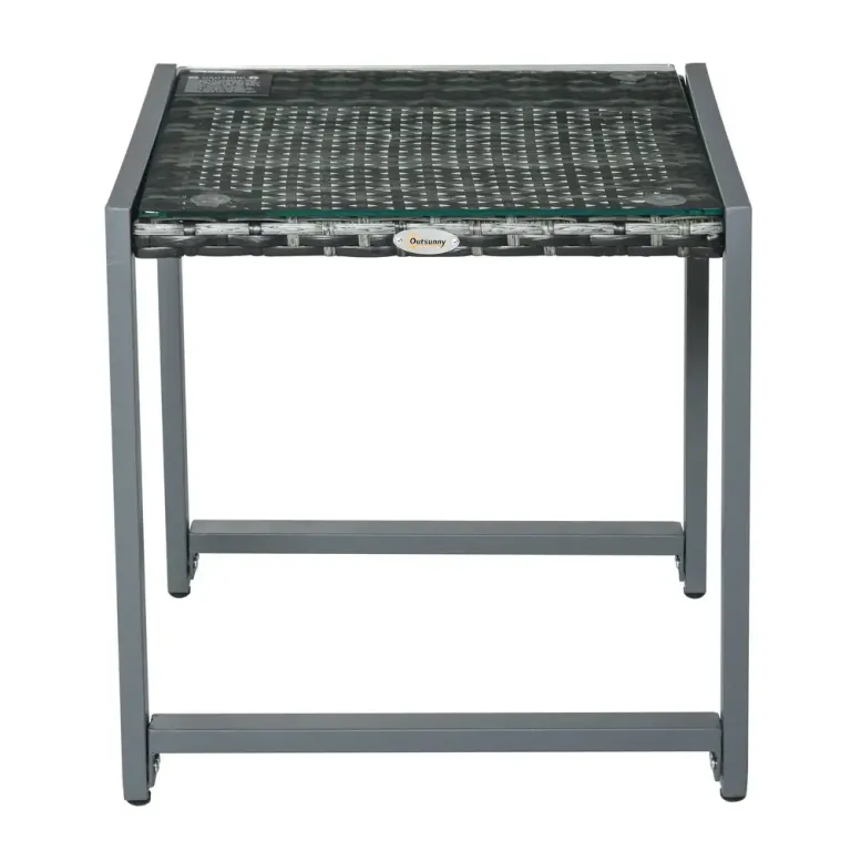 Runt Trädgårdsbord Konstrotting Elegant Sidobord Härdat Glas