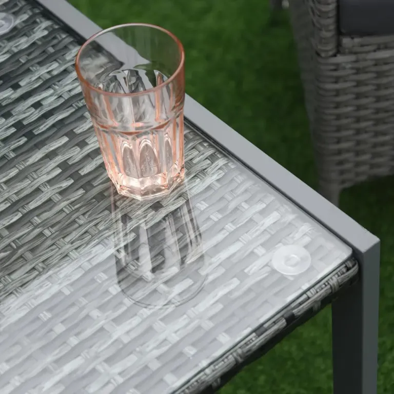 Runt Trädgårdsbord Konstrotting Elegant Sidobord Härdat Glas
