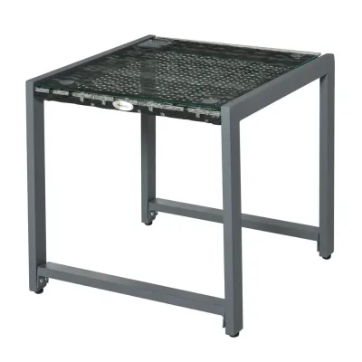 Runt Trädgårdsbord Konstrotting Elegant Sidobord Härdat Glas