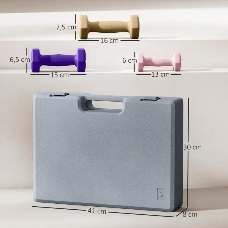 Hantelset med 6 Hantlar i Stål 1 kg 1,5 kg 2 kg Vikter Bärväska