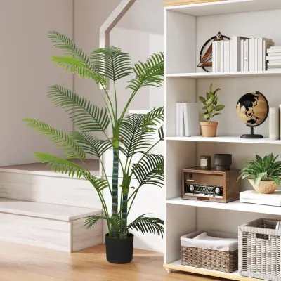 Konstgjord Palm 16 Plastblad i Plastkruka Grön