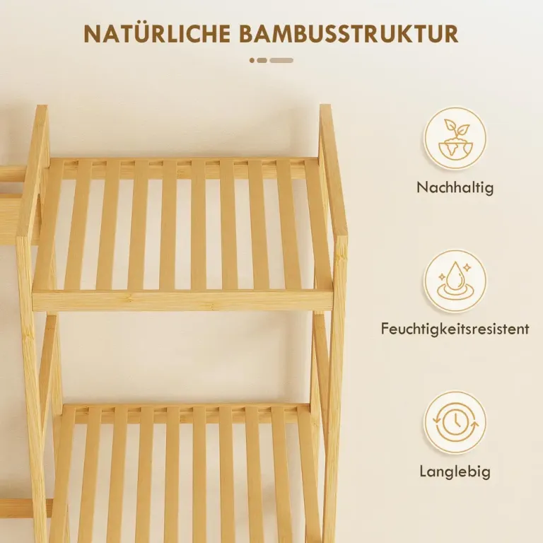 Hallmöbel med Skohylla Naturfärgad Trä Klädhängare med Bänk Öppen