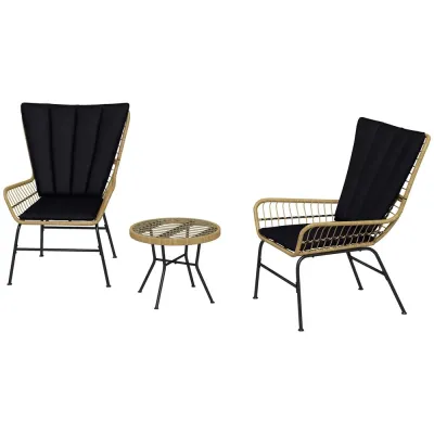 Balkongbistroset i Boho-stil Svart 76 x 66 x 96 cm
