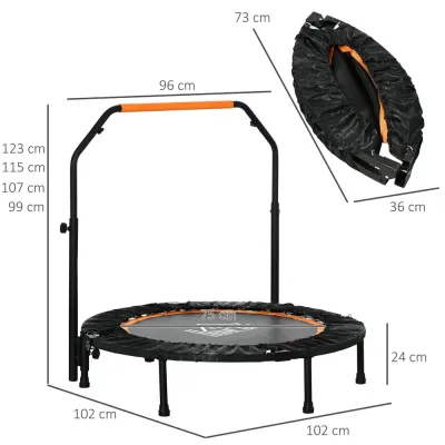 Studsmatta Fitness Rebounder Hopfällbar Svart 102 Cm Minitrampolin