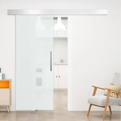 Glasskjutdörr Rumsdörr Glas Satinfinish Komplett Set